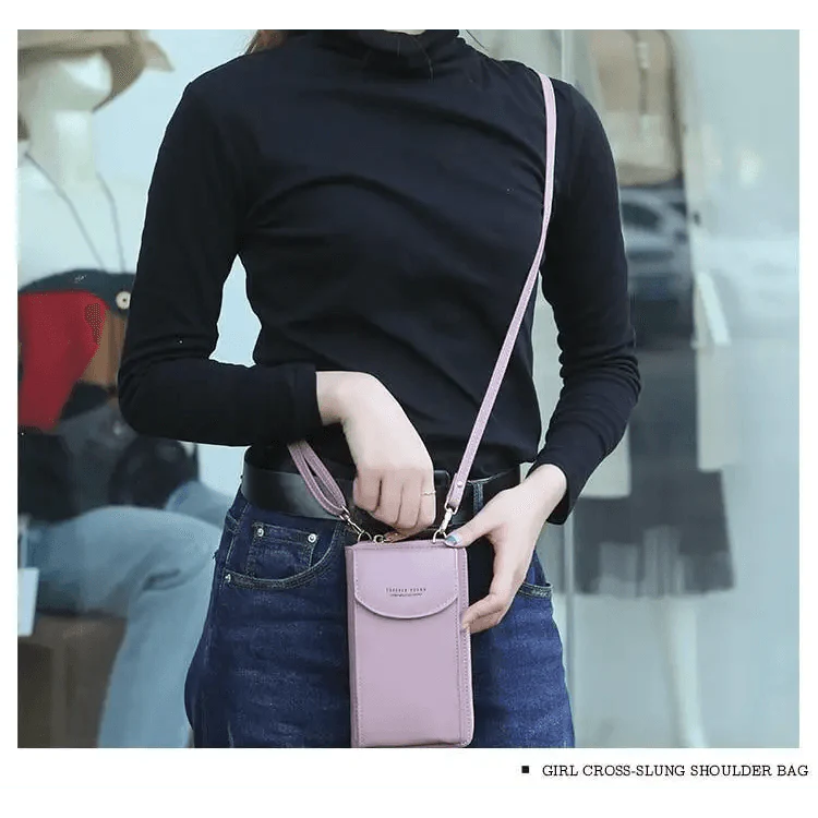 Compact PU Leather Crossbody Phone Wallet and Clutch