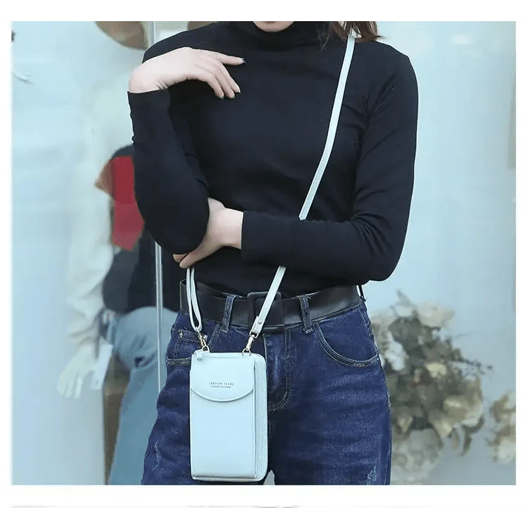 Compact PU Leather Crossbody Phone Wallet and Clutch