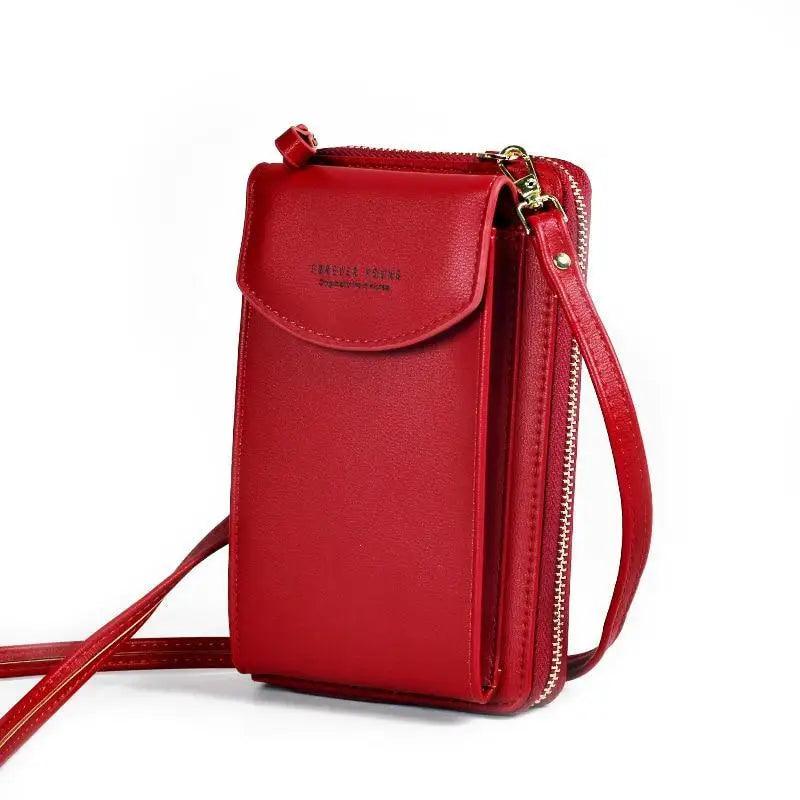 Compact PU Leather Crossbody Phone Wallet and Clutch