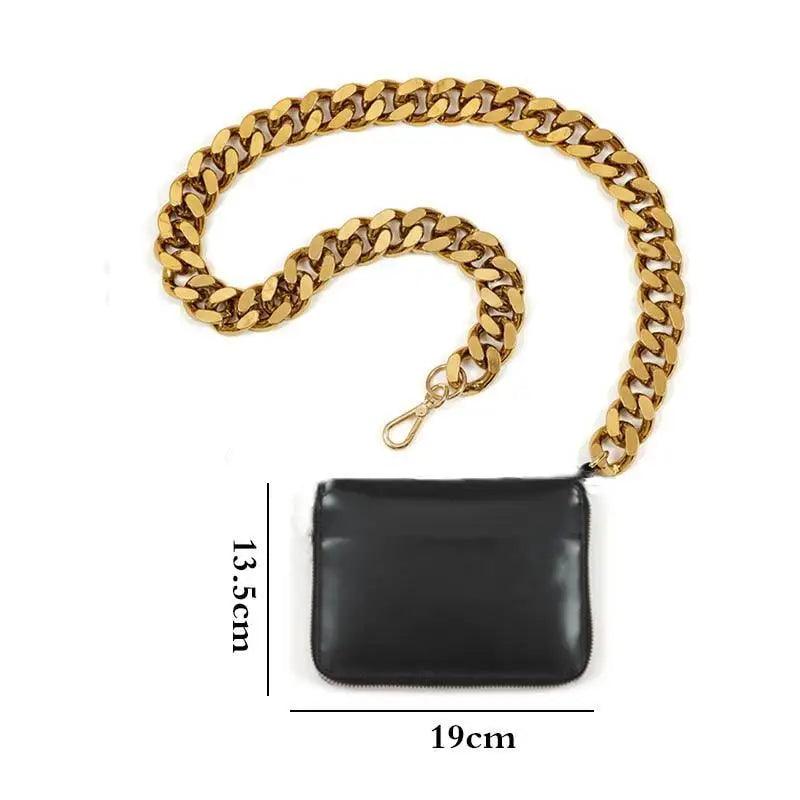 Mini Sparkling Thick Chain Crossbody Bag for Women, PU Leather