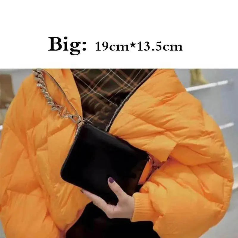 Mini Sparkling Thick Chain Crossbody Bag for Women, PU Leather