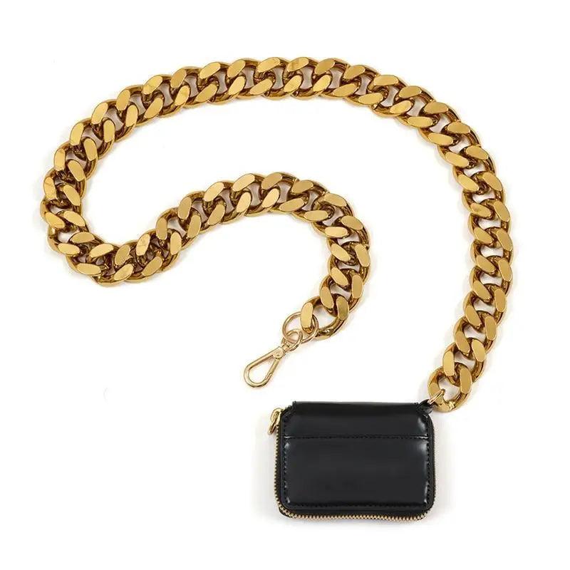 Mini Sparkling Thick Chain Crossbody Bag for Women, PU Leather