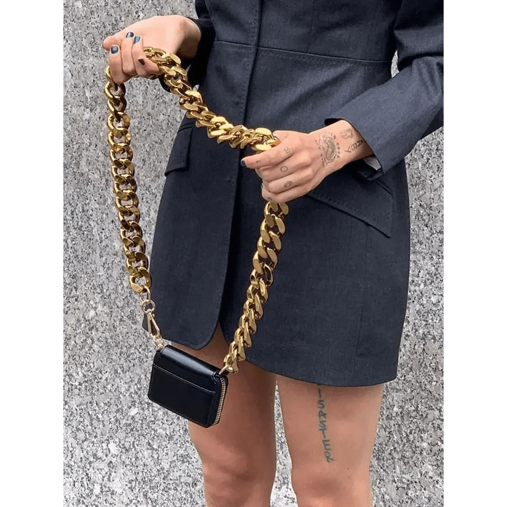 Mini Sparkling Thick Chain Crossbody Bag for Women, PU Leather