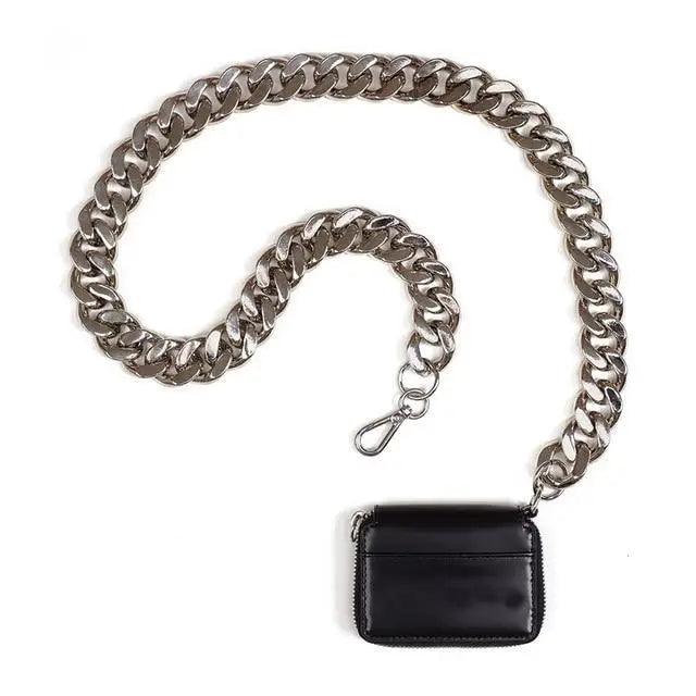 Mini Sparkling Thick Chain Crossbody Bag for Women, PU Leather