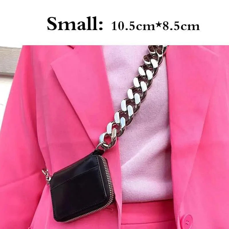 Mini Sparkling Thick Chain Crossbody Bag for Women, PU Leather