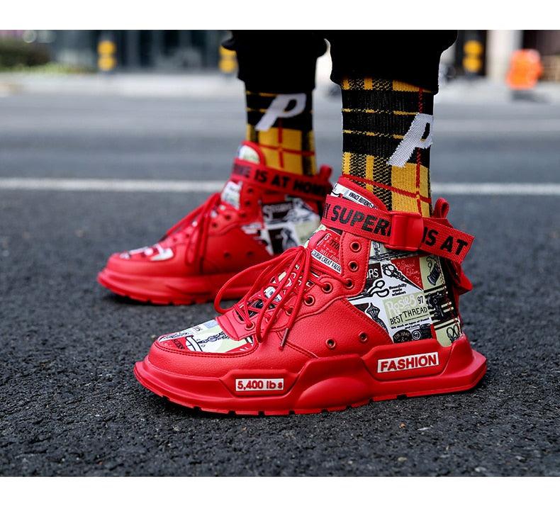 Men's Luxury Red Basketball Running Sneakers - Lightweight