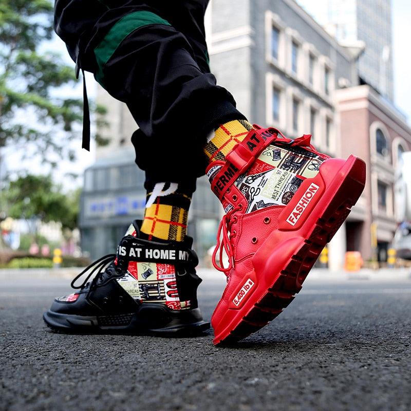 Men's Luxury Red Basketball Running Sneakers - Lightweight