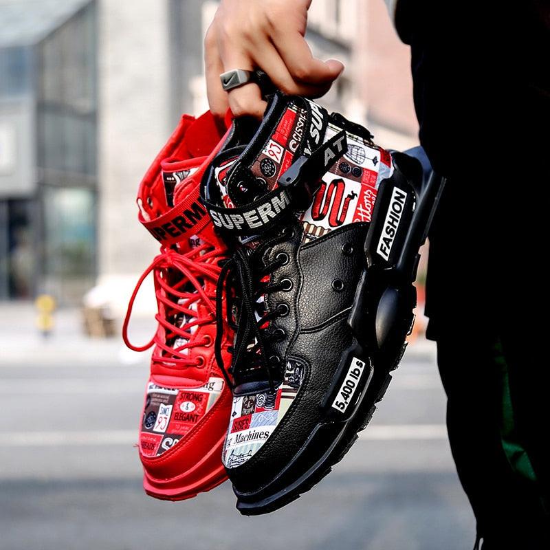 Men's Luxury Red Basketball Running Sneakers - Lightweight