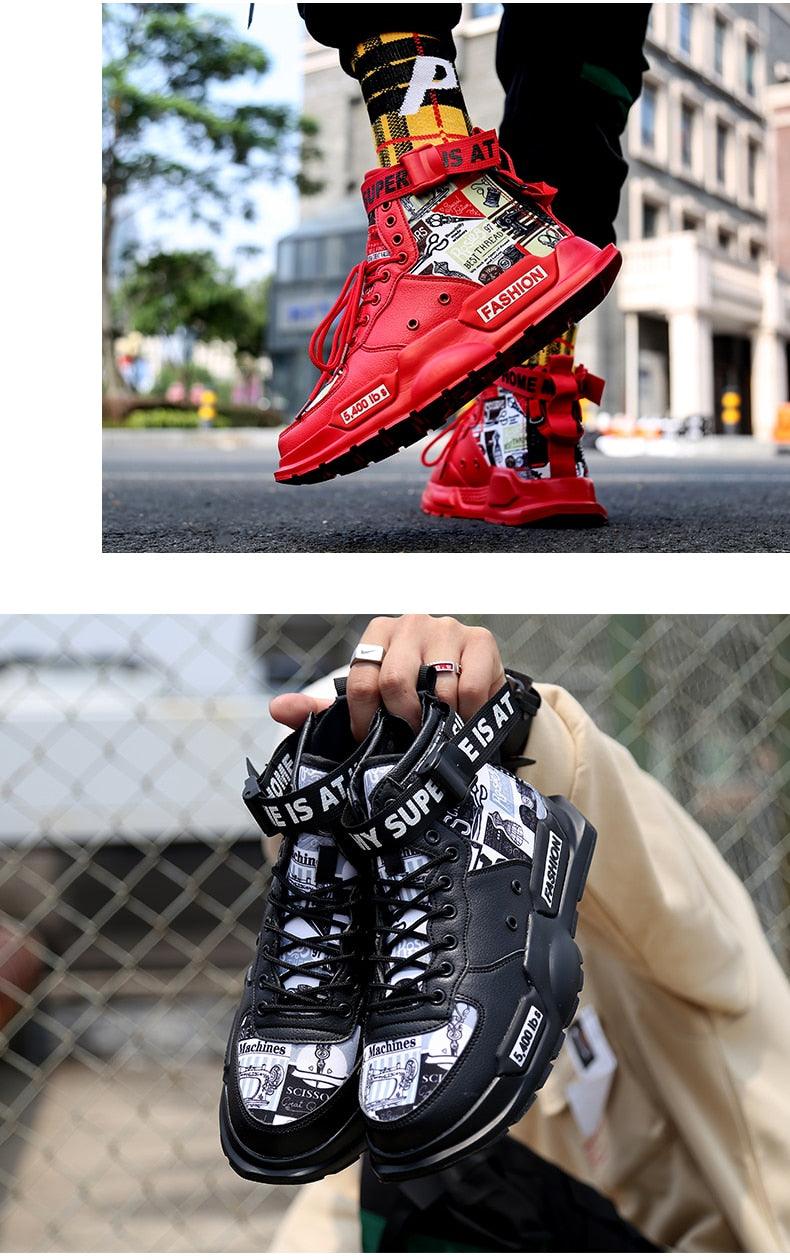 Men's Luxury Red Basketball Running Sneakers - Lightweight