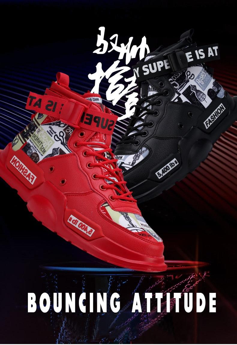 Men's Luxury Red Basketball Running Sneakers - Lightweight
