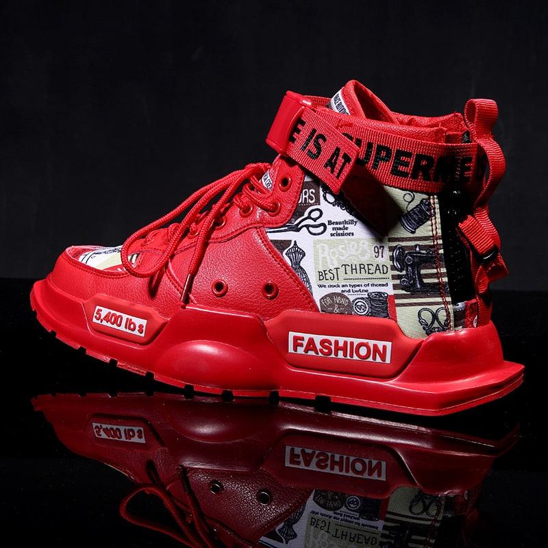 Men's Luxury Red Basketball Running Sneakers - Lightweight