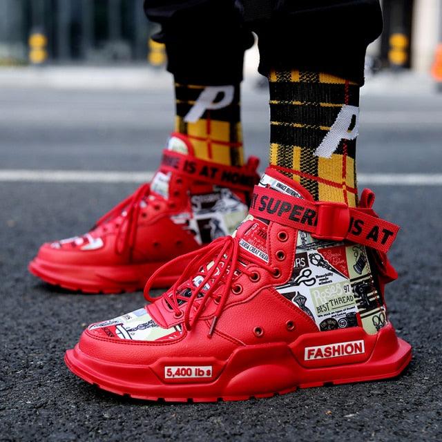 Men's Luxury Red Basketball Running Sneakers - Lightweight