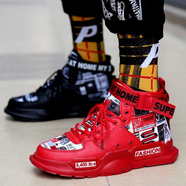 Men's Luxury Red Basketball Running Sneakers - Lightweight