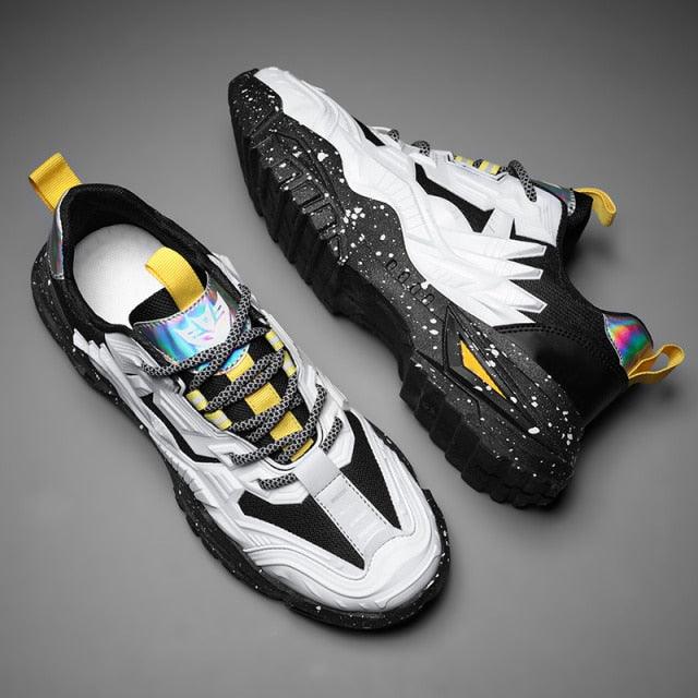 Men's Mixed Color Black Running & Walking Sneakers