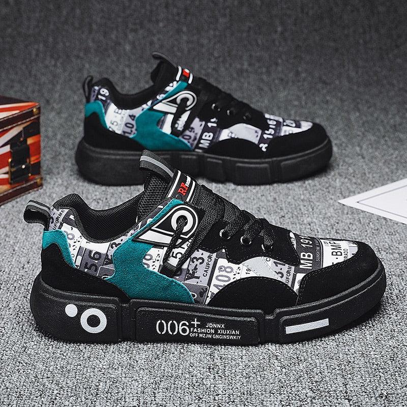 Men's black and mixed color athletic walking sneakers