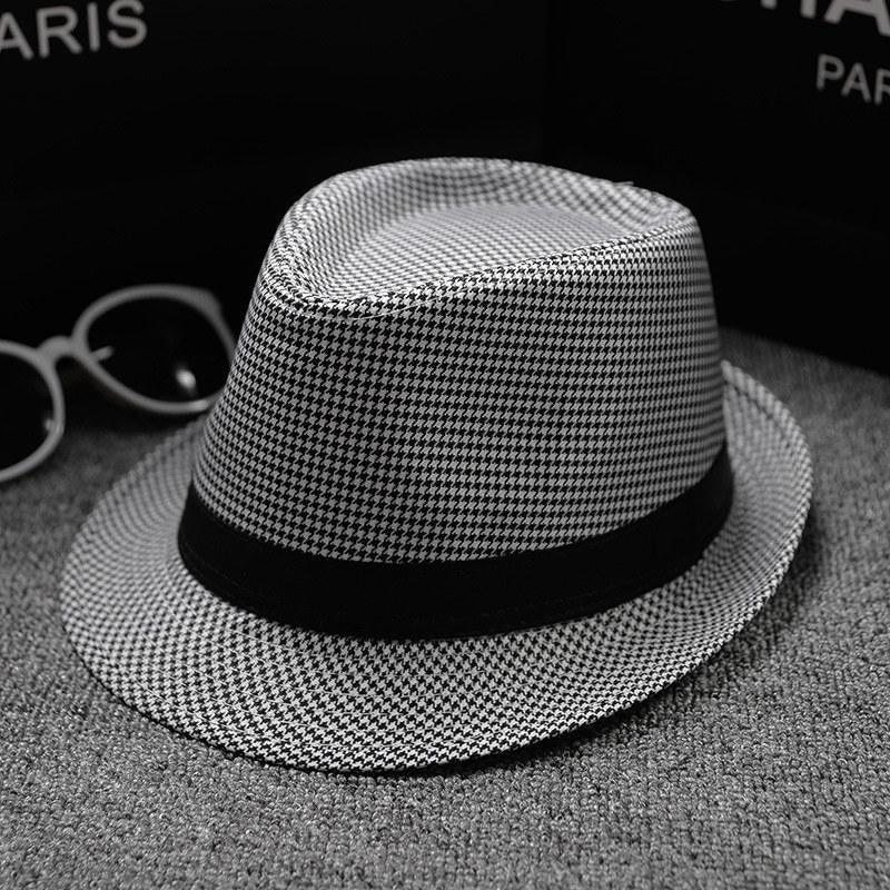 Retro Classic Short Brim Fedora Hat for Men UV Protection Summer