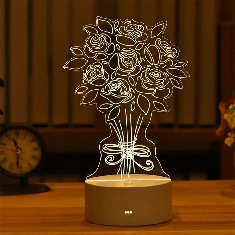 3D Heart Balloon LED Night Light Romantic Table Lamp for Bedroom