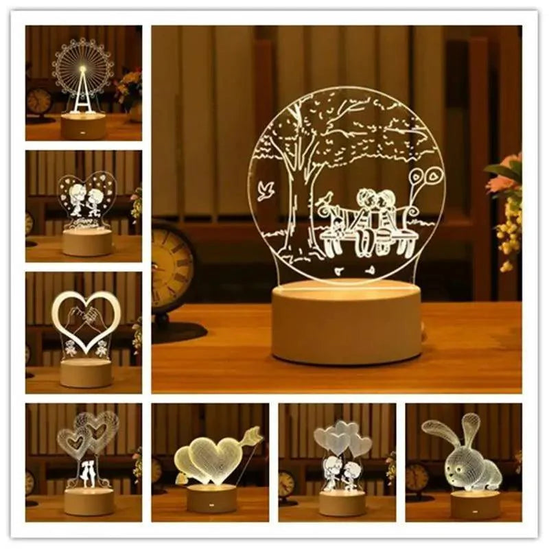 3D Heart Balloon LED Night Light Romantic Table Lamp for Bedroom