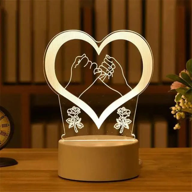 3D Heart Balloon LED Night Light Romantic Table Lamp for Bedroom