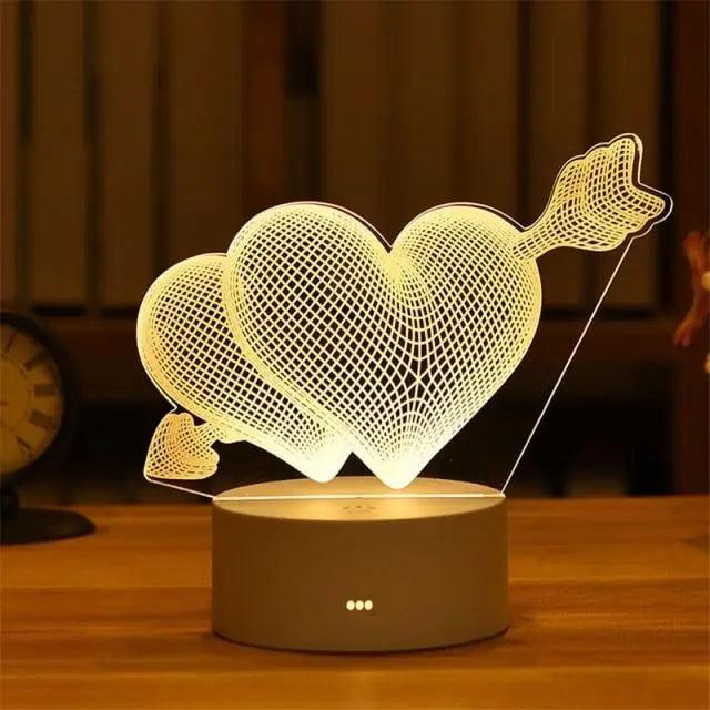 3D Heart Balloon LED Night Light Romantic Table Lamp for Bedroom