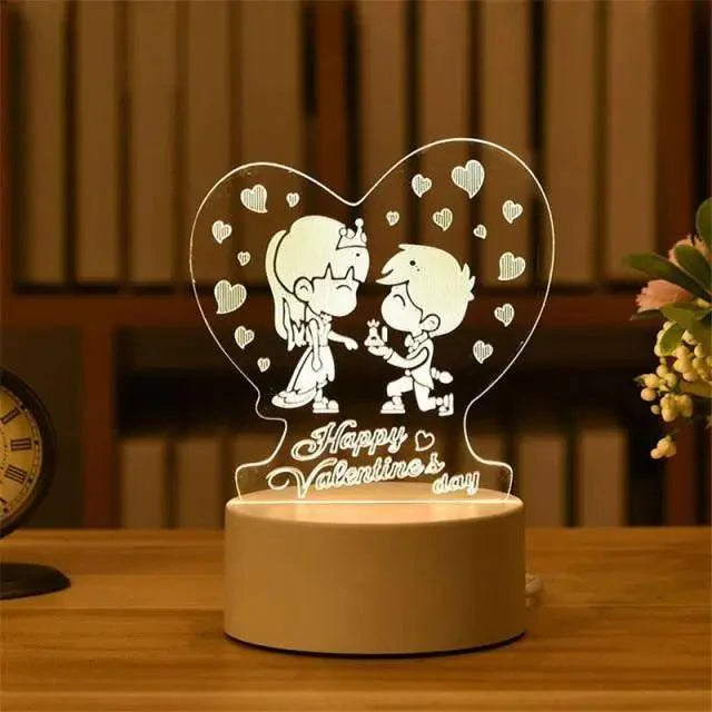 3D Heart Balloon LED Night Light Romantic Table Lamp for Bedroom