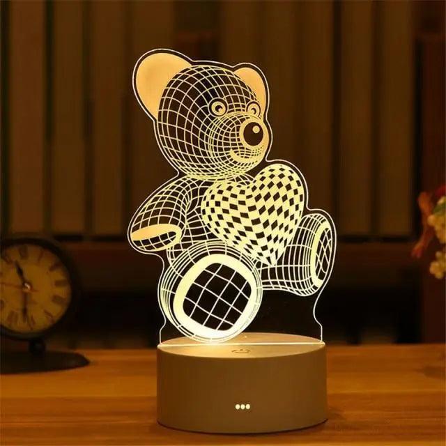 3D Heart Balloon LED Night Light Romantic Table Lamp for Bedroom