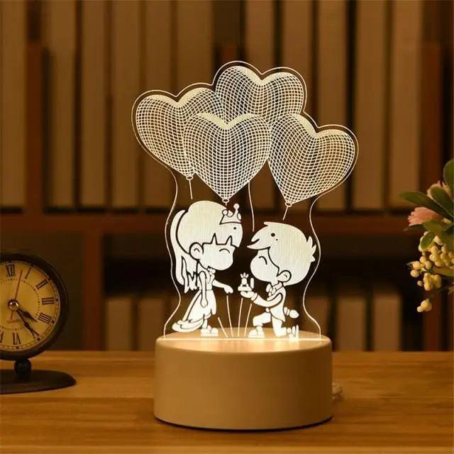 3D Heart Balloon LED Night Light Romantic Table Lamp for Bedroom