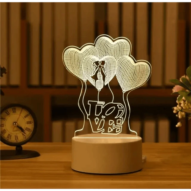 3D Heart Balloon LED Night Light Romantic Table Lamp for Bedroom