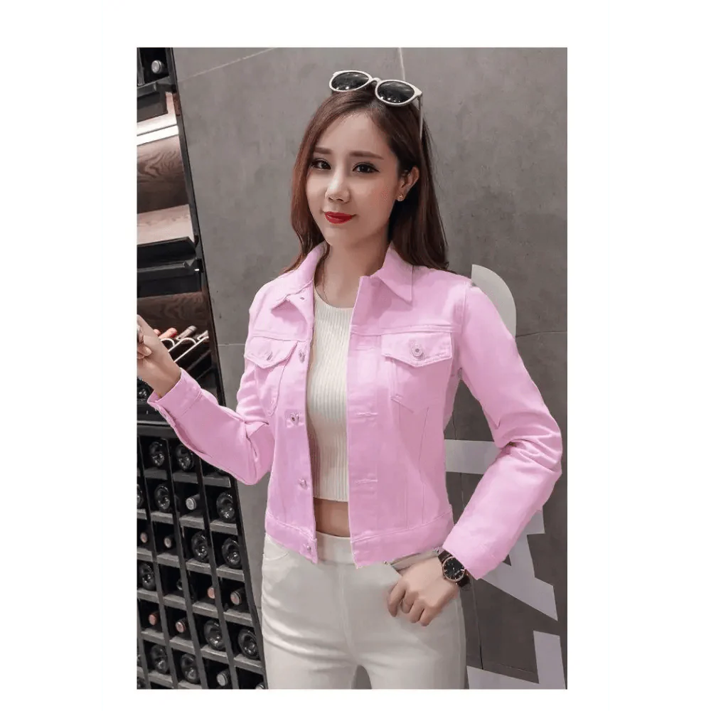 Women's Button Down Denim Jacket Long Sleeve Winter Overcoat