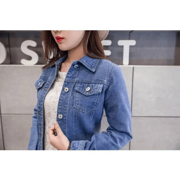Women's Button Down Denim Jacket Long Sleeve Winter Overcoat