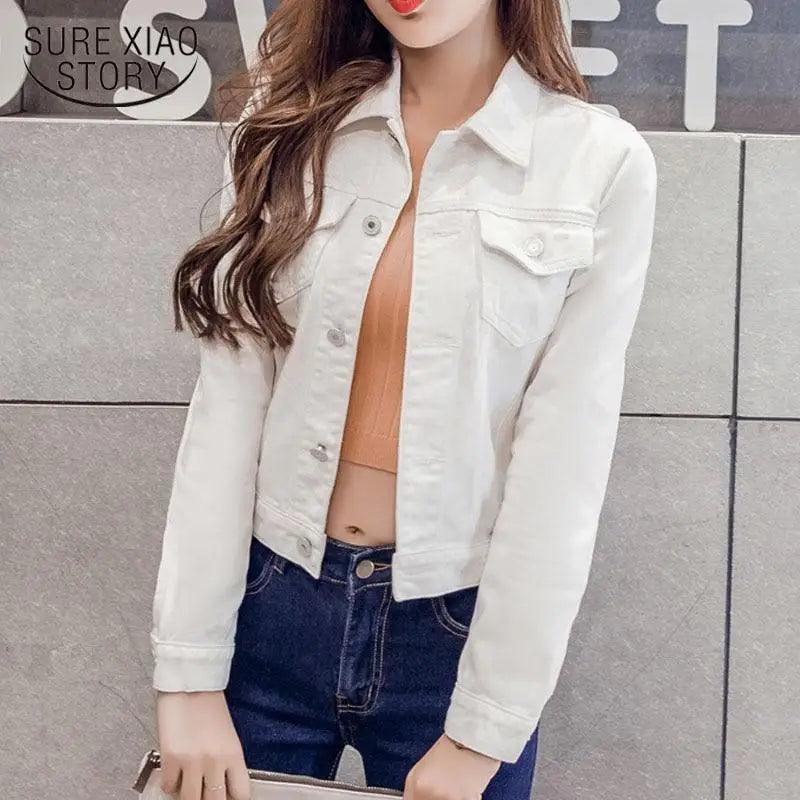 Stevvex women's button-down denim jacket in a relaxed boyfriend fit