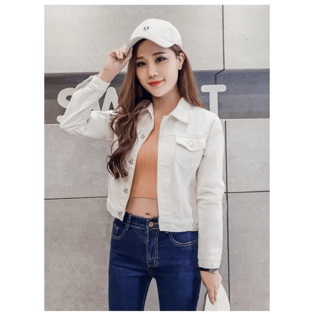 Women's Button Down Denim Jacket Long Sleeve Winter Overcoat