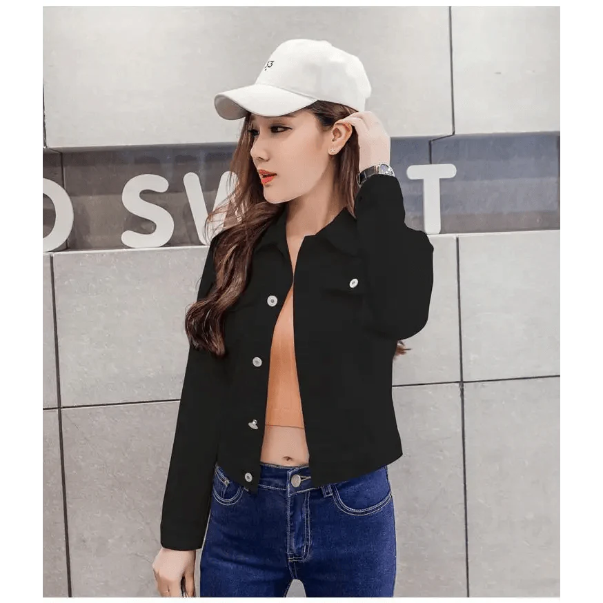Women's Button Down Denim Jacket Long Sleeve Winter Overcoat