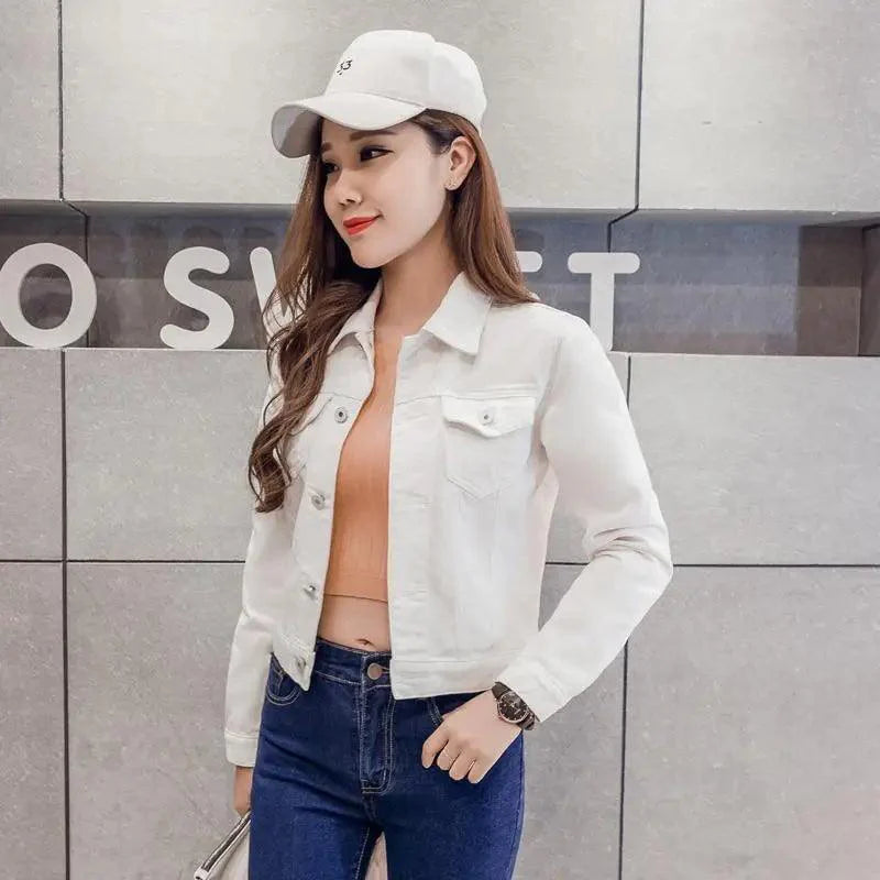 Women's Button Down Denim Jacket Long Sleeve Winter Overcoat