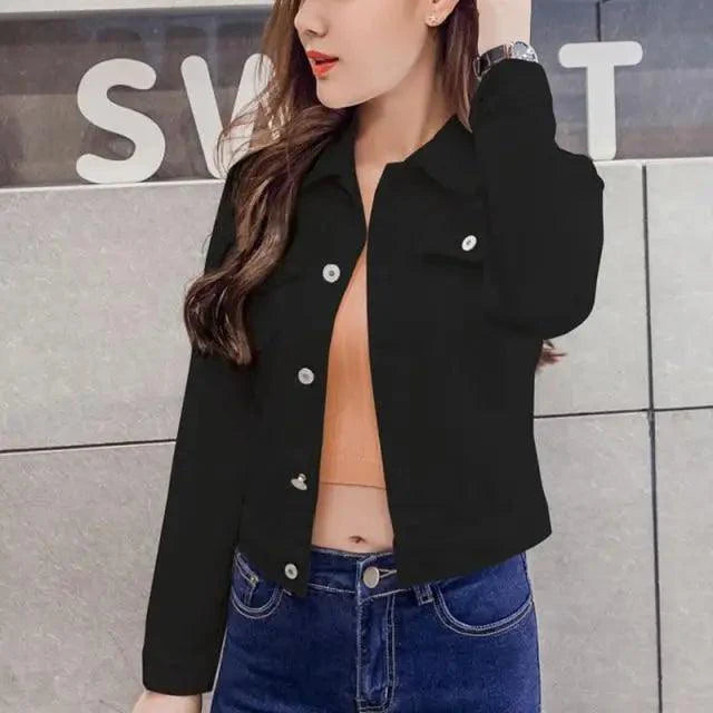 Women's Button Down Denim Jacket Long Sleeve Winter Overcoat