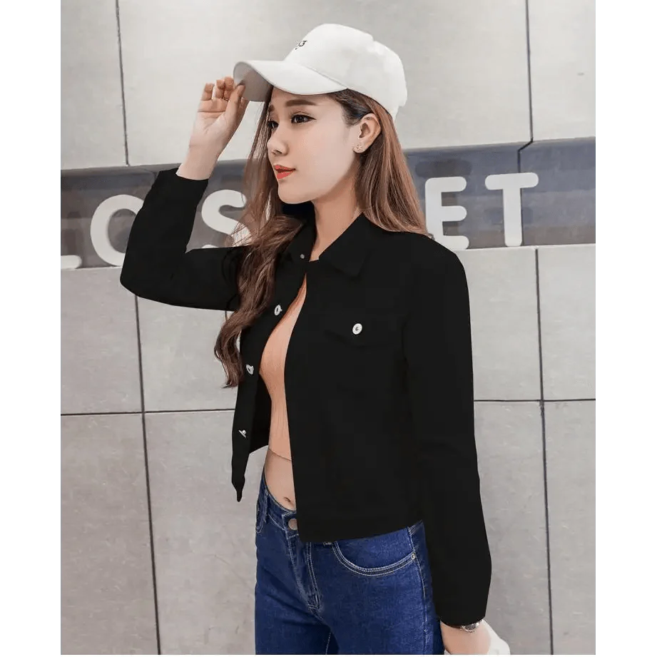 Women's Button Down Denim Jacket Long Sleeve Winter Overcoat