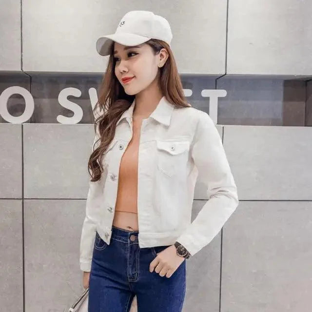 Women's Button Down Denim Jacket Long Sleeve Winter Overcoat