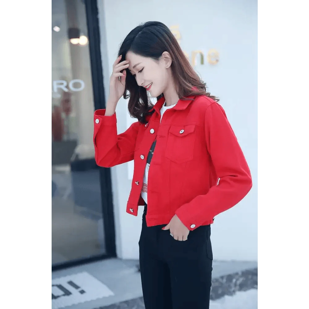 Women's Button Down Denim Jacket Long Sleeve Winter Overcoat