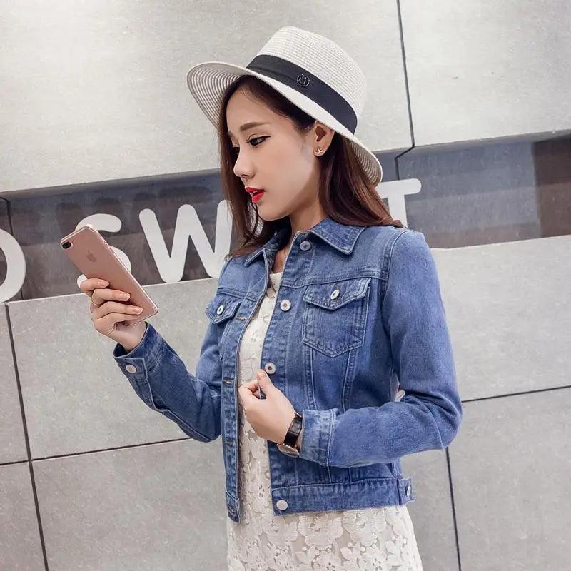 Women's Button Down Denim Jacket Long Sleeve Winter Overcoat