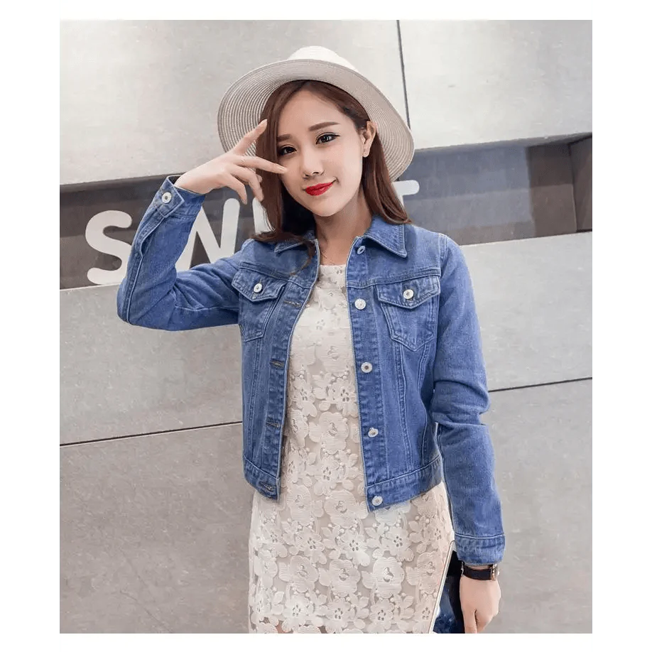 Women's Button Down Denim Jacket Long Sleeve Winter Overcoat