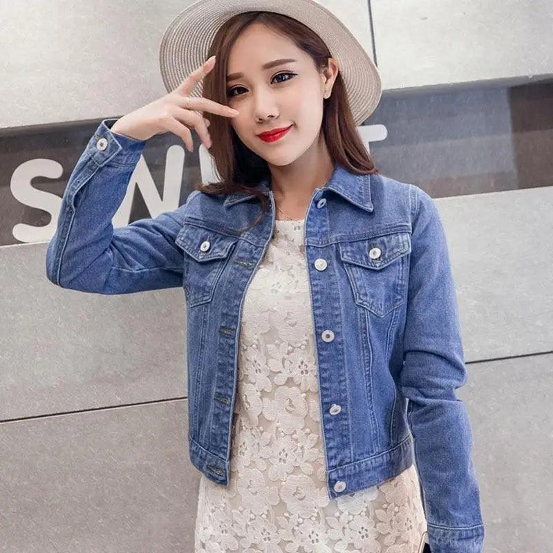 Women's Button Down Denim Jacket Long Sleeve Winter Overcoat