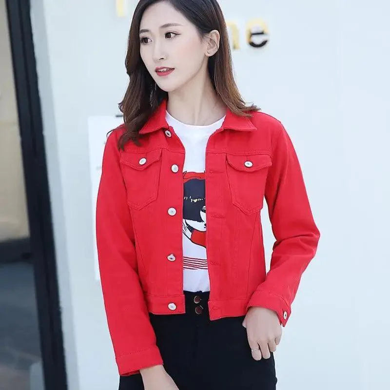 Women's Button Down Denim Jacket Long Sleeve Winter Overcoat