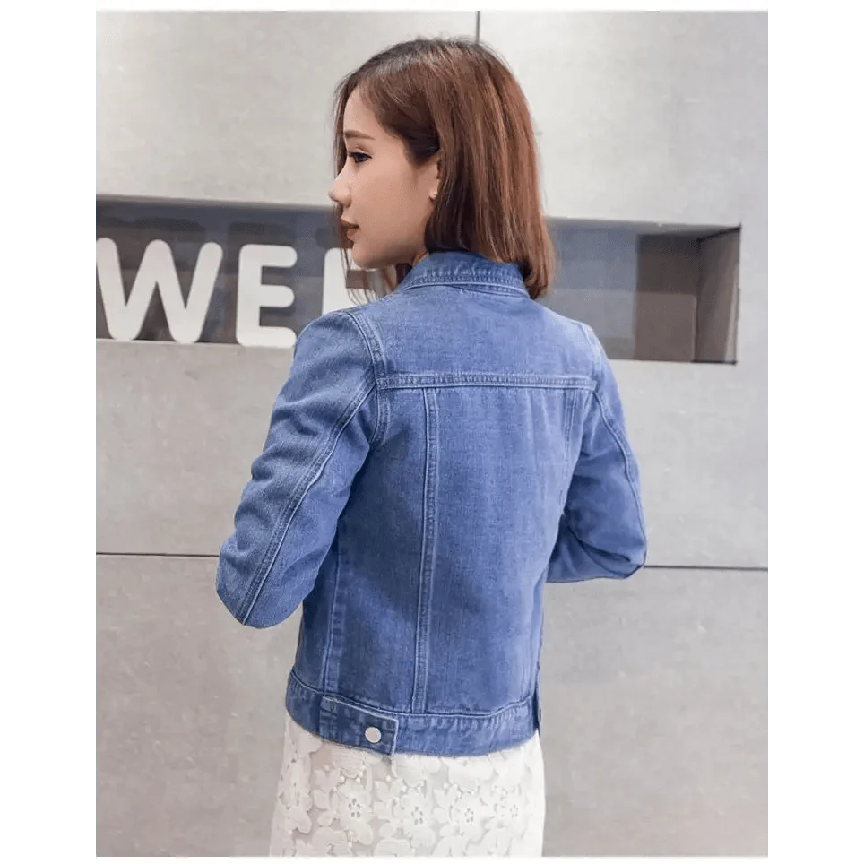 Women's Button Down Denim Jacket Long Sleeve Winter Overcoat