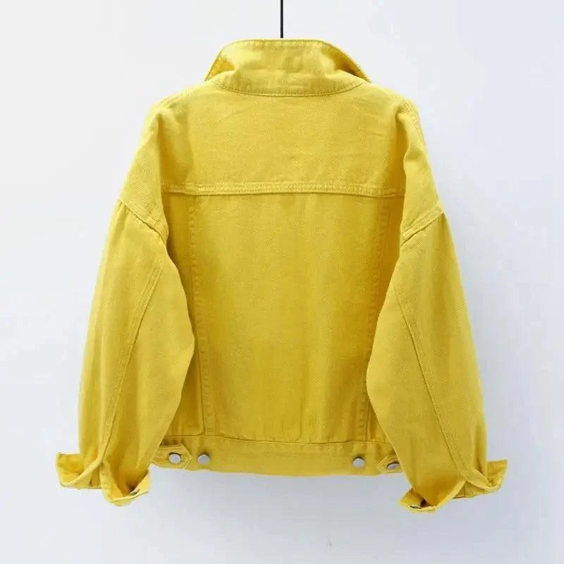 Women's Denim Trucker Jacket Soft Loose Casual Spring Autumn Coat