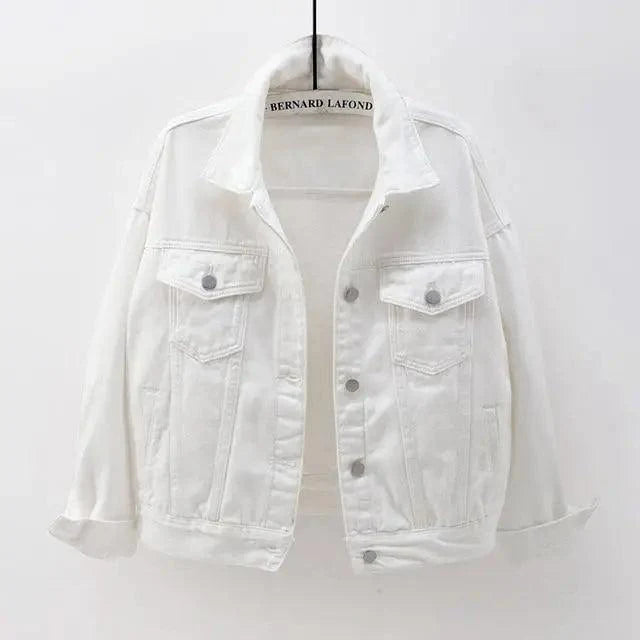 Women's Denim Trucker Jacket Soft Loose Casual Spring Autumn Coat
