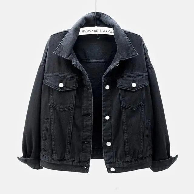 Women's Denim Trucker Jacket Soft Loose Casual Spring Autumn Coat