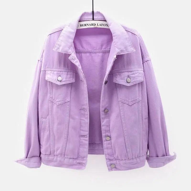 Women's Denim Trucker Jacket Soft Loose Casual Spring Autumn Coat