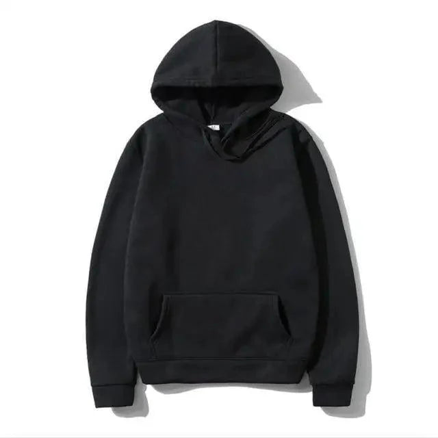 Unisex Solid Color Fleece Hoodie Long Sleeve Pullover Sweatshirt