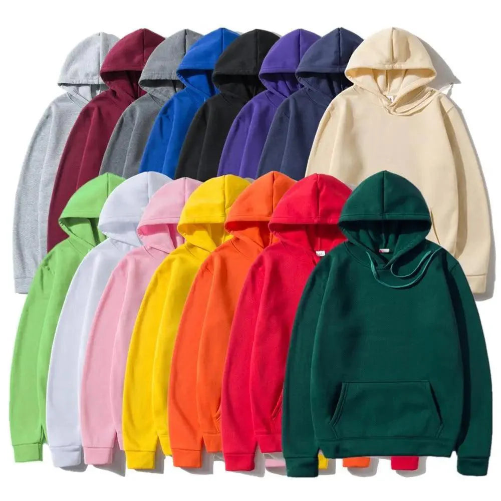 A soft solid-color fleece hoodie featuring a drawstring hood and long sleeves