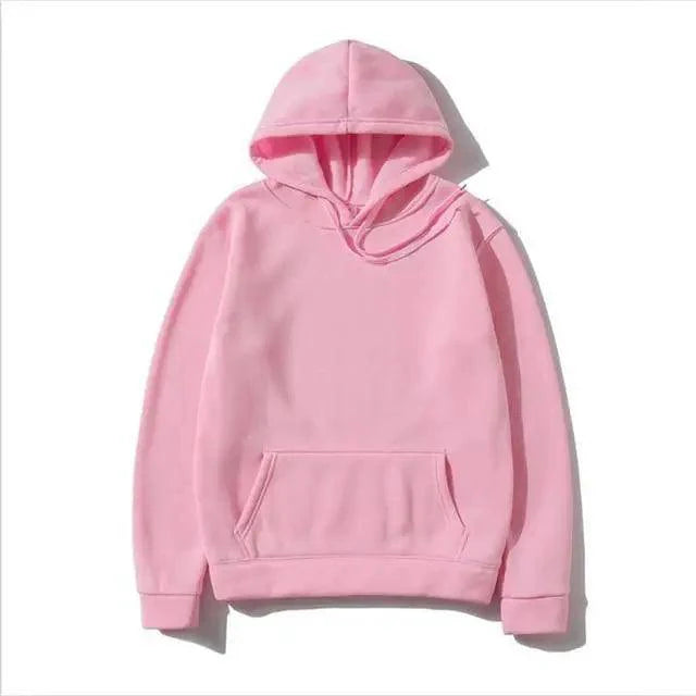 Unisex Solid Color Fleece Hoodie Long Sleeve Pullover Sweatshirt
